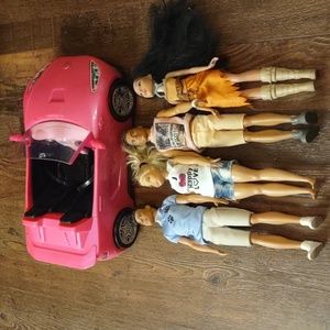 Barbies and Barbie car